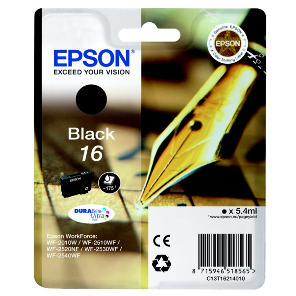 Epson Tinte LC-C13T16214012 | LCC13T16214012 | C13T16214012 | 16 | T16214012 | T1621 schwarz