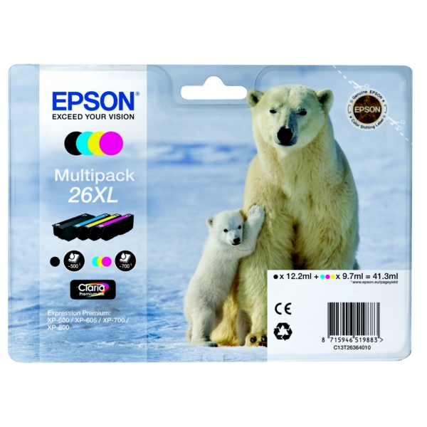 Epson Tinte C13T26364010 | C13T26164010 | T26364010 | 26XL | T2636