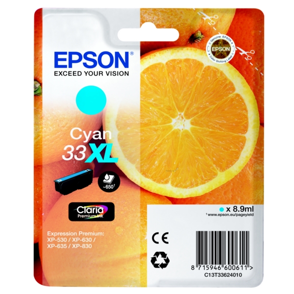 Epson Tinte C13T33624012 | T33624012 | 33XL | T3362 cyan
