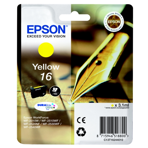 Epson Tinte LC-C13T16244012 | LCC13T16244012 | C13T16244012 | 16 | T16244012 | T1624 yellow