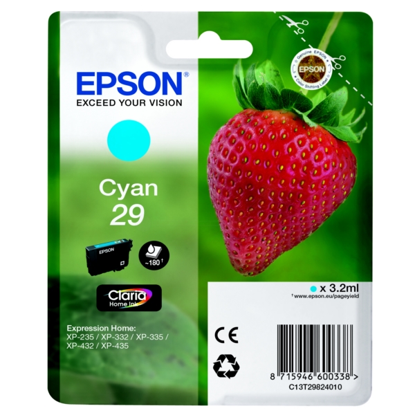 Epson Tinte C13T29824012 | T29824012 | 29 | T2982 cyan