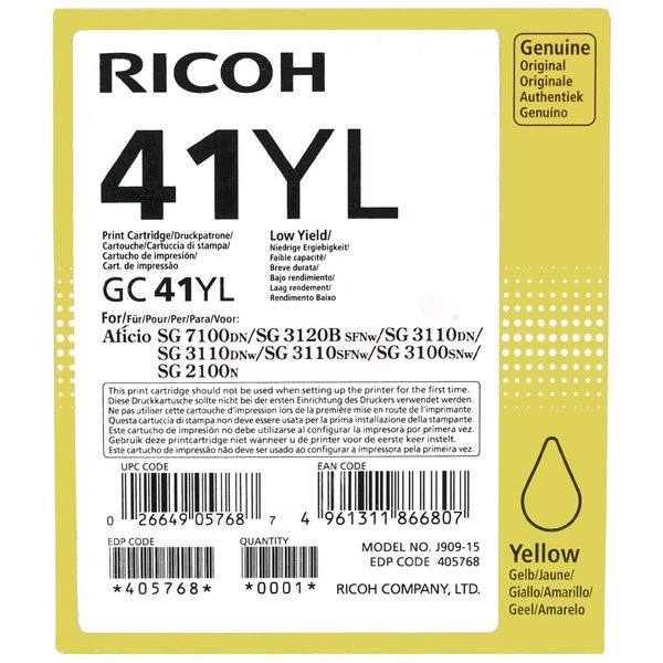 Ricoh Tinte 405768 | GC-41YL | GC41YL yellow