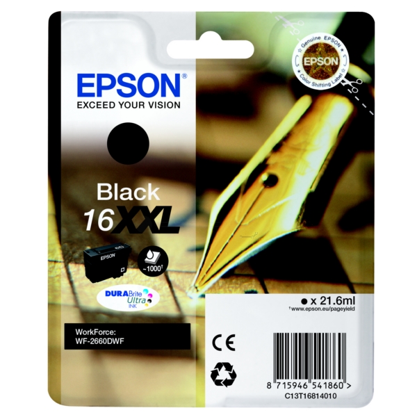 Epson Tinte C13T16814012 | 16XXL | T16814012 | T1681 schwarz
