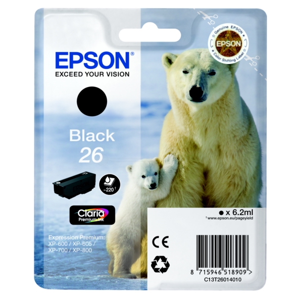 Epson Tinte C13T26014012 | 26 | T26014012 | T2601 schwarz