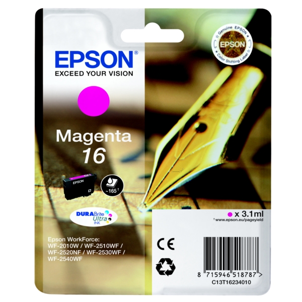 Epson Tinte LC-C13T16234012 | LCC13T16234012 | C13T16234012 | 16 | T16234012 | T1623 magenta