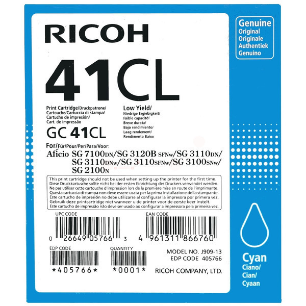 Ricoh Tinte 405766 | GC-41CL | GC41CL cyan