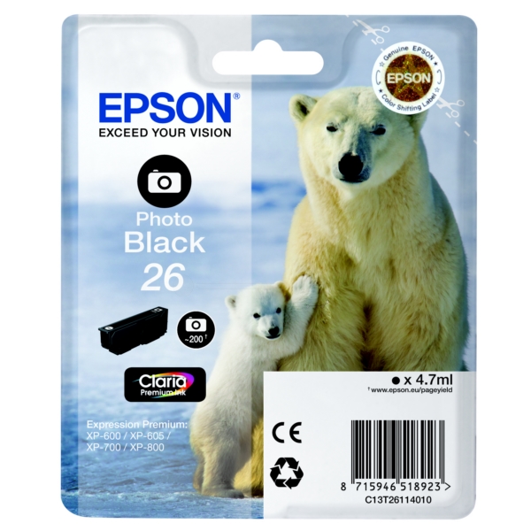 Epson Tinte C13T26114012 | 26 | T26114012 | T2611 schwarz