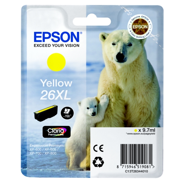 Epson Tinte C13T26344012 | 26XL | T26344012 | T2634 yellow